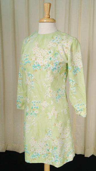 1960s Lime Floral Dress Cats Like Us