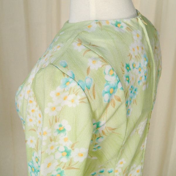 1960s Lime Floral Dress Cats Like Us