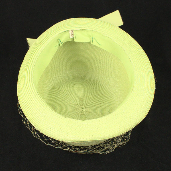 1960s Lime Straw Bowler Hat Cats Like Us