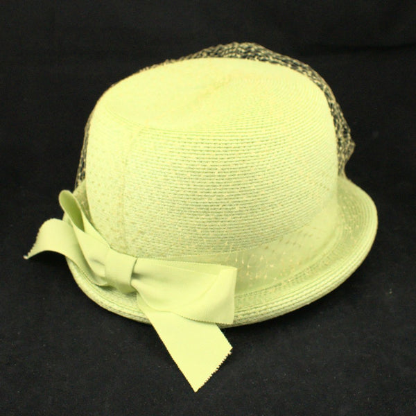 1960s Lime Straw Bowler Hat Cats Like Us