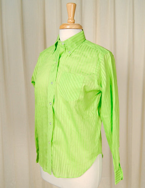 1960s Lime Striped Shirt Cats Like Us