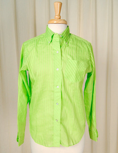 1960s Lime Striped Shirt Cats Like Us