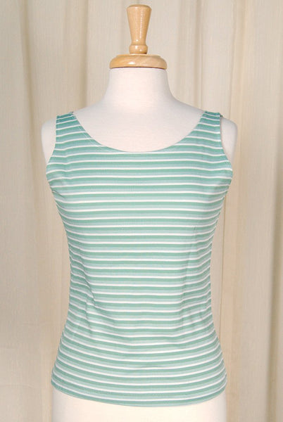 1960s Mint Striped Tank Top Cats Like Us
