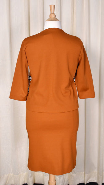 1960s Modern Rust Skirt Suit Cats Like Us