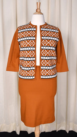 1960s Modern Rust Skirt Suit Cats Like Us