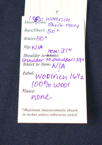 1960s Navy Blue Wool Shirt Cats Like Us