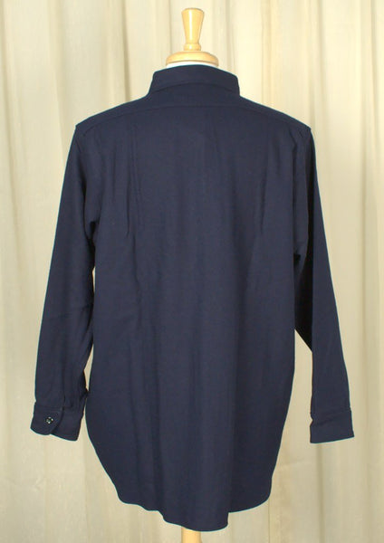 1960s Navy Blue Wool Shirt Cats Like Us