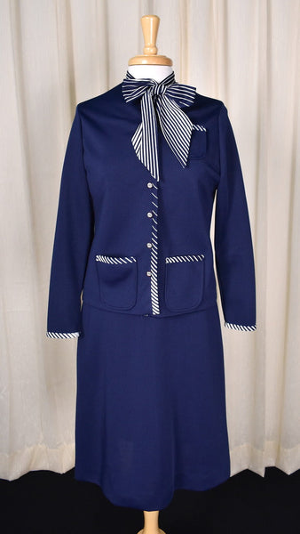 1960s Navy Striped Dress Suit Cats Like Us