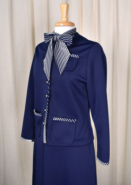 1960s Navy Striped Dress Suit Cats Like Us