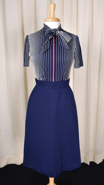 1960s Navy Striped Dress Suit Cats Like Us
