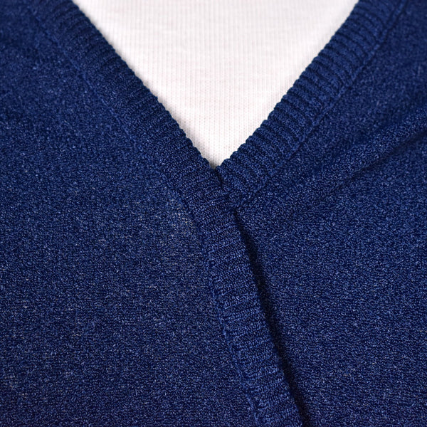 1960s Navy V Neck Vintage Knit Top Cats Like Us