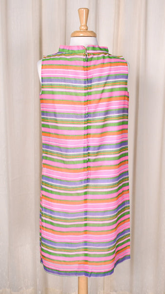 1960s Neon Pink Stripe Vintage Dress Cats Like Us