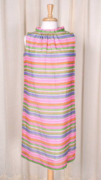 1960s Neon Pink Stripe Vintage Dress Cats Like Us