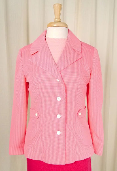 1960s Neon Pink & White Blazer Cats Like Us