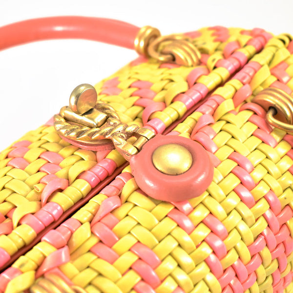 1960s Neon Weaved Handbag Cats Like Us