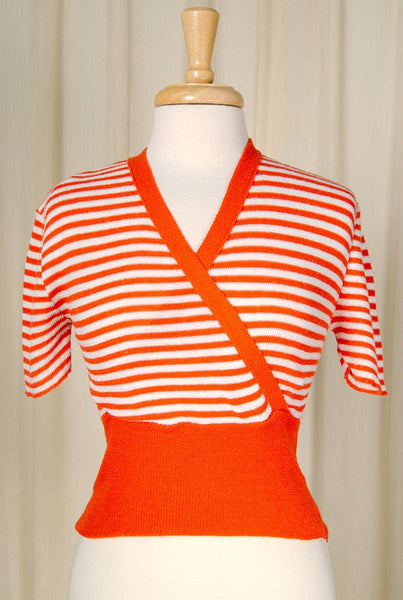1960s Orange Striped Crop Top Cats Like Us