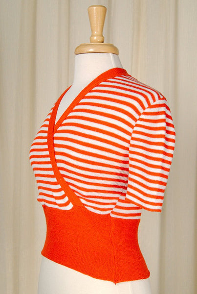 1960s Orange Striped Crop Top Cats Like Us