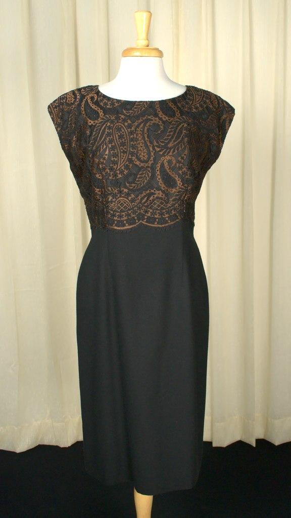chinese dress ladies Vintage 1950s Floral Lamé Bustier Wiggle Dress – Very Breezy main image 0