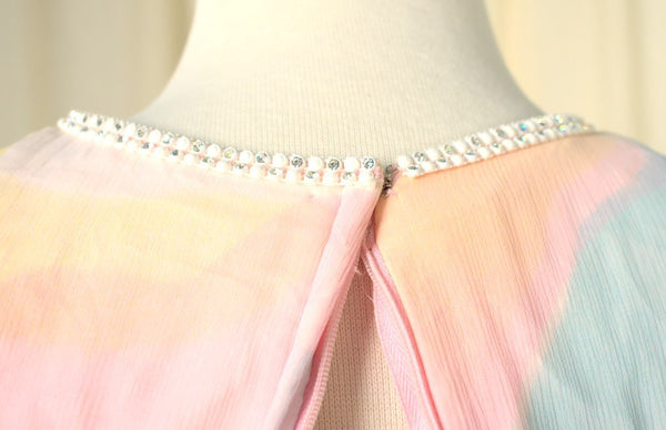1960s Pastel Rainbow Maxi Dress Cats Like Us