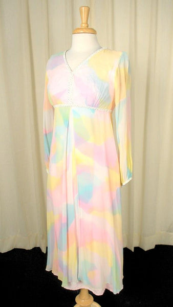 1960s Pastel Rainbow Maxi Dress Cats Like Us