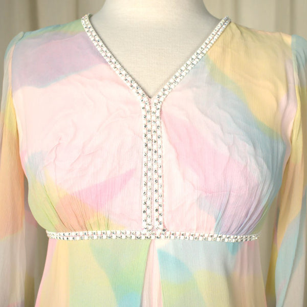 1960s Pastel Rainbow Maxi Dress Cats Like Us