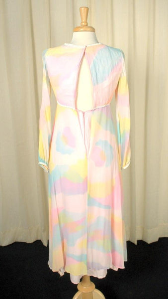 1960s Pastel Rainbow Maxi Dress Cats Like Us