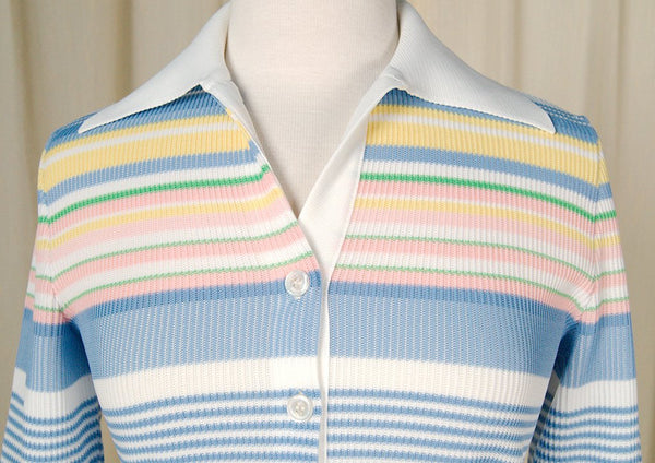 1960s Pastel Striped Knit Top Cats Like Us