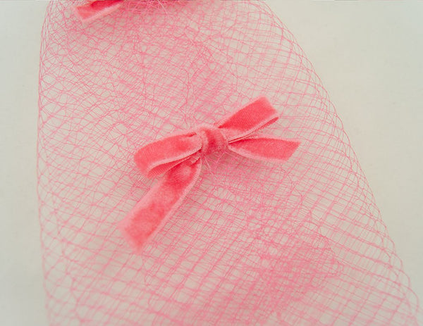 1960s Pink Bow Veil Whimsy Hat Cats Like Us