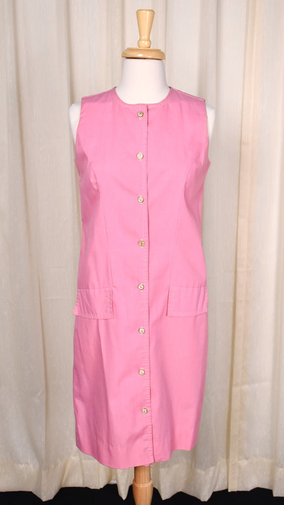 1960s Pink Button Shift Dress 1960s Pink Button Shift Dress