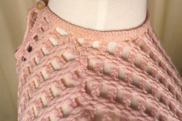 1960s Pink Crocheted Twin Set Cats Like Us
