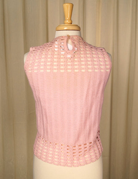 1960s Pink Crocheted Twin Set Cats Like Us