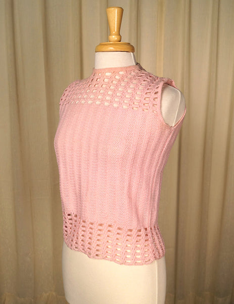 1960s Pink Crocheted Twin Set Cats Like Us