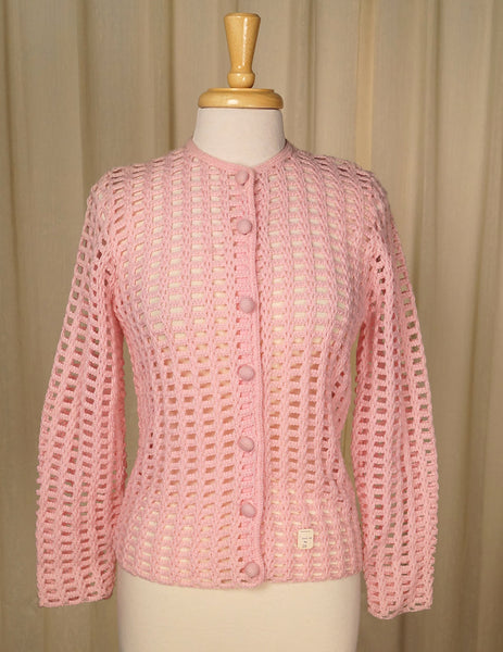 1960s Pink Crocheted Twin Set Cats Like Us