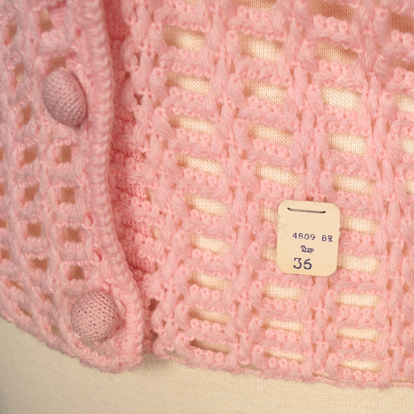 1960s Pink Crocheted Twin Set Cats Like Us