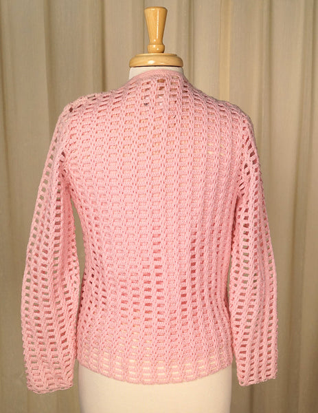 1960s Pink Crocheted Twin Set Cats Like Us