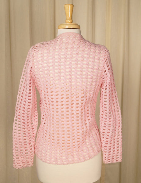 1960s Pink Crocheted Twin Set Cats Like Us