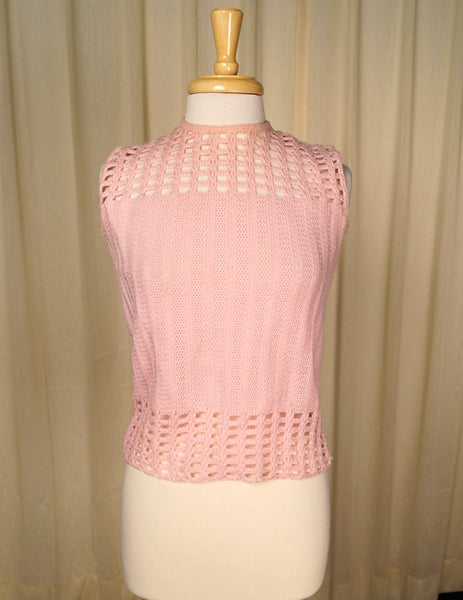 1960s Pink Crocheted Twin Set Cats Like Us