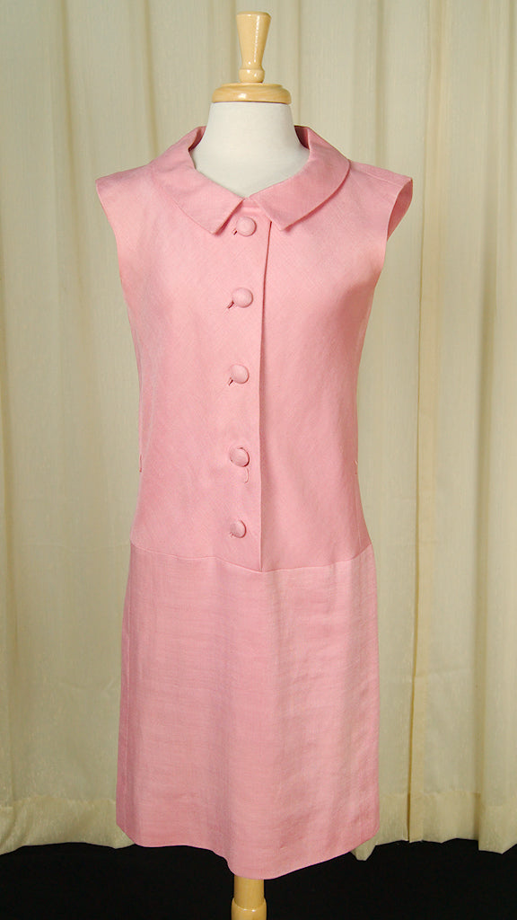 1960s Pink Drop Waist Dress Cats Like Us 1960s Pink Drop Waist Dress Cats Like Us