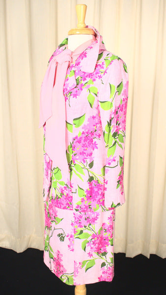 1960s Pink Floral Vintage Dress Suit Cats Like Us