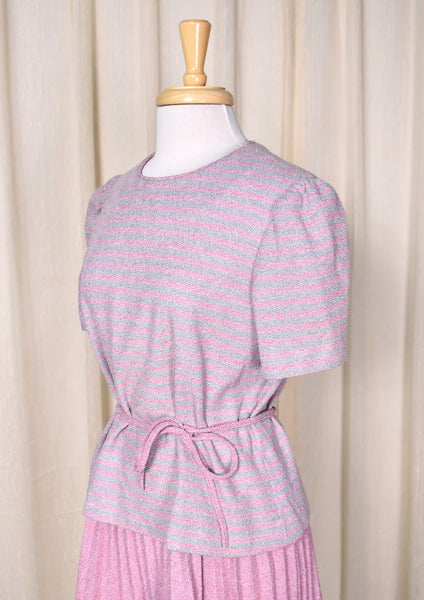 1960s Pink & Gray Striped Set Cats Like Us