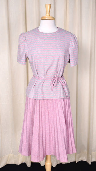 1960s Pink & Gray Striped Set Cats Like Us