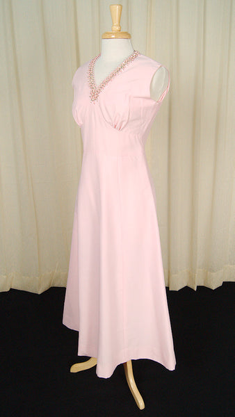 1960s Pink Pearl Maxi Dress Cats Like Us