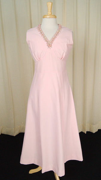 1960s Pink Pearl Maxi Dress Cats Like Us