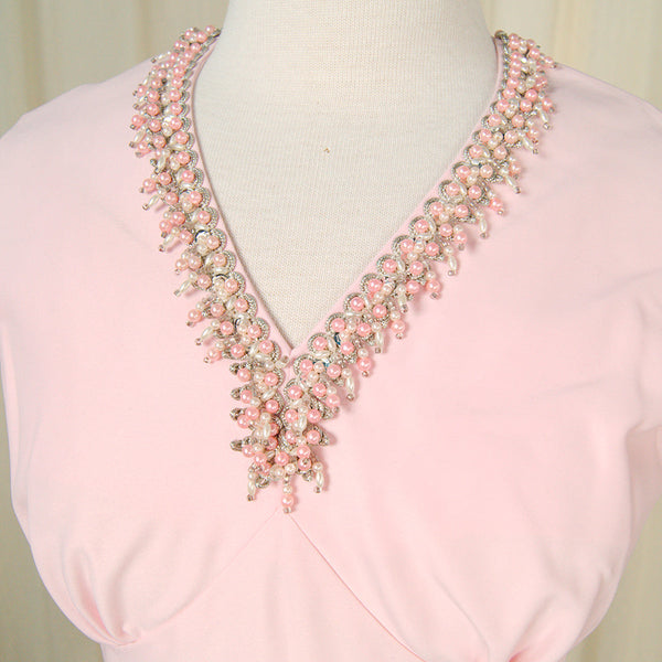 1960s Pink Pearl Maxi Dress Cats Like Us