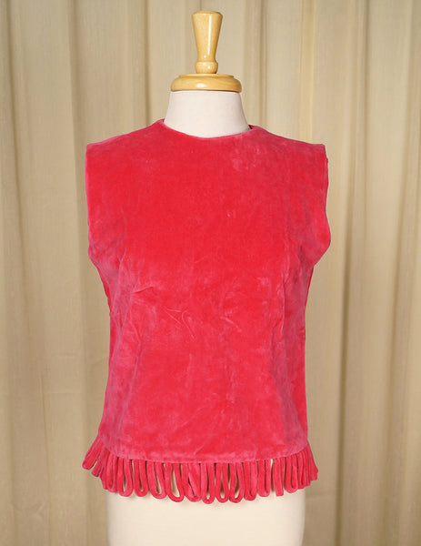 1960s Pink Velvet Loop Top Cats Like Us