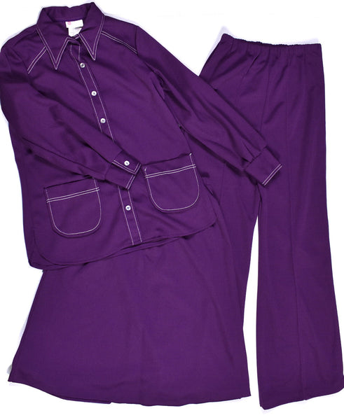 1960s Purple Contrast Stitch 3 pc Suit Cats Like Us