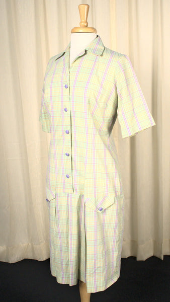 1960s Purple Vintage Plaid Dress Cats Like Us