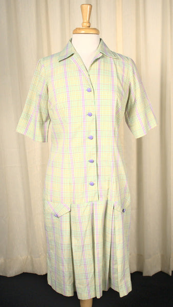 1960s Purple Vintage Plaid Dress Cats Like Us