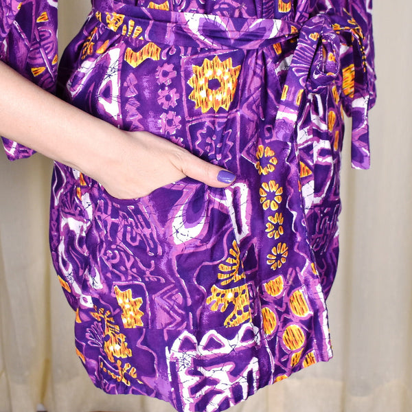 1960s Purple Vintage Tiki Robe Cats Like Us