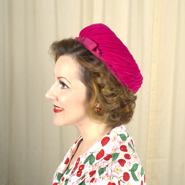 1960s Rasp Velvet Swirl Hat Cats Like Us